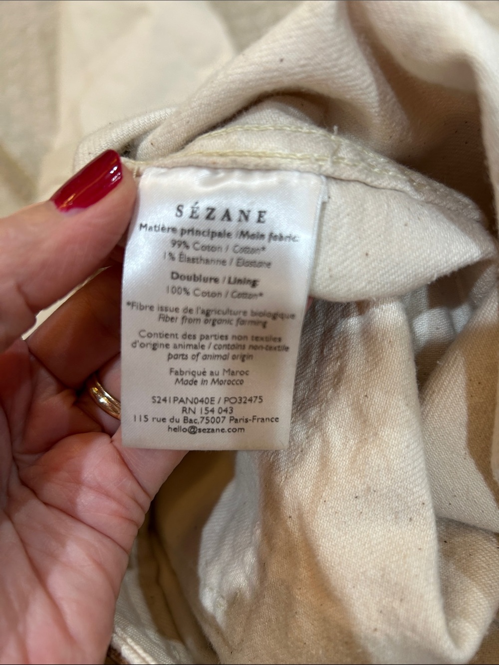 Sézane Le Crop Jean Mottled Ecru 38/6 - Picture 11 of 12